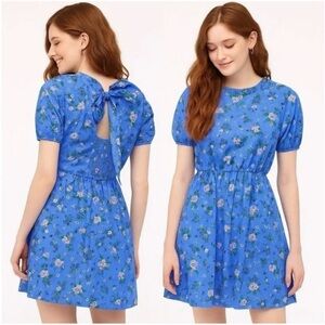 NWT J. Crew Puff Sleeve Blue Floral Dress